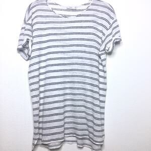 Vince Linen Striped Crewneck Tee Size Small